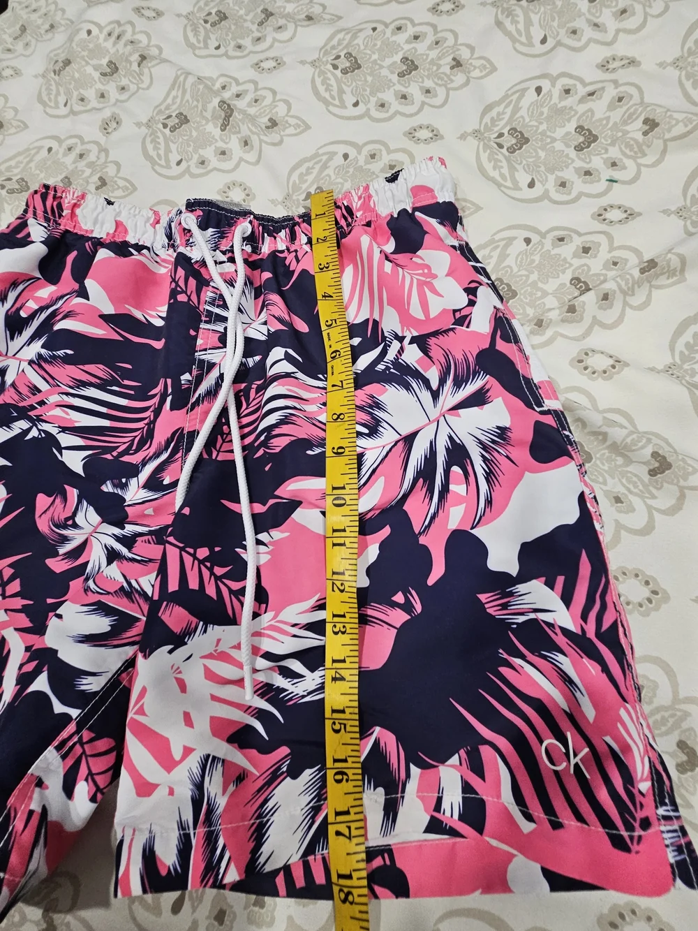 Calvin Klein Pink, Navy & White Tropical Print Swim Shorts